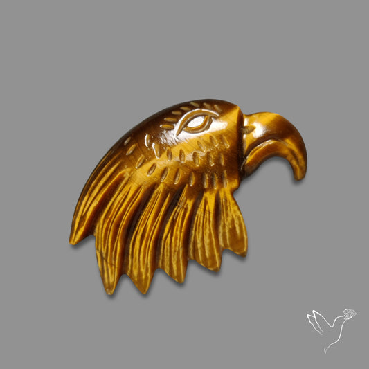 Tiger Eye Eagle Head Carving