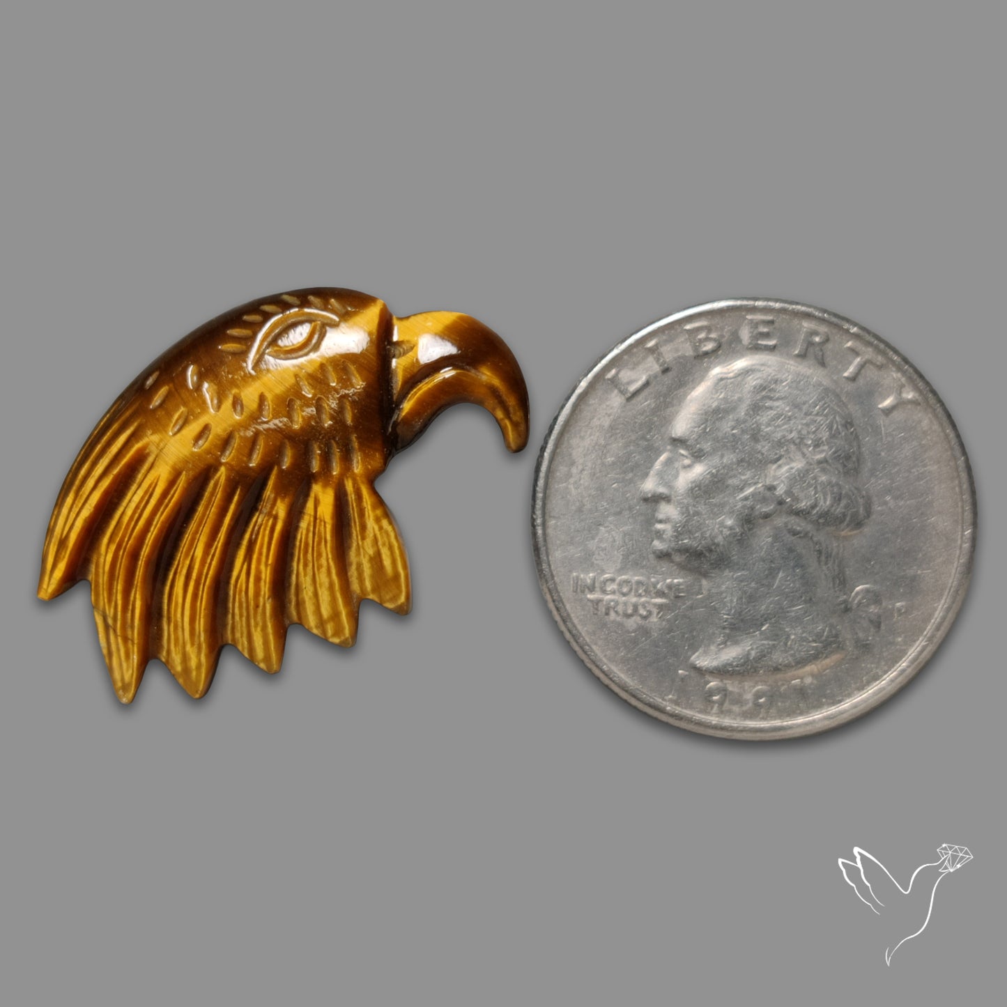 Tiger Eye Eagle Head Carving