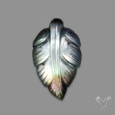 Himalayan Quartz With Black Mother Of Pearl Doublet Leaf Carving