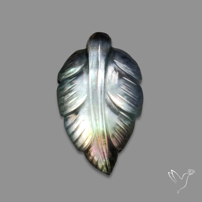 Himalayan Quartz With Black Mother Of Pearl Doublet Leaf Carving