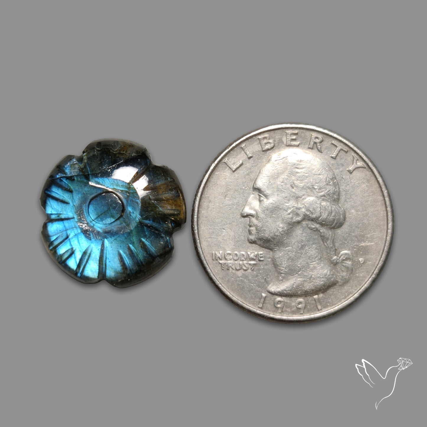 Blue Labradorite Flower Carving