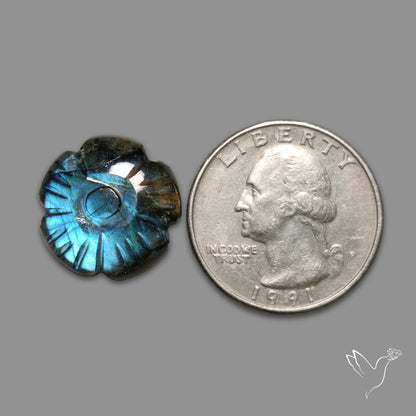Blue Labradorite Flower Carving
