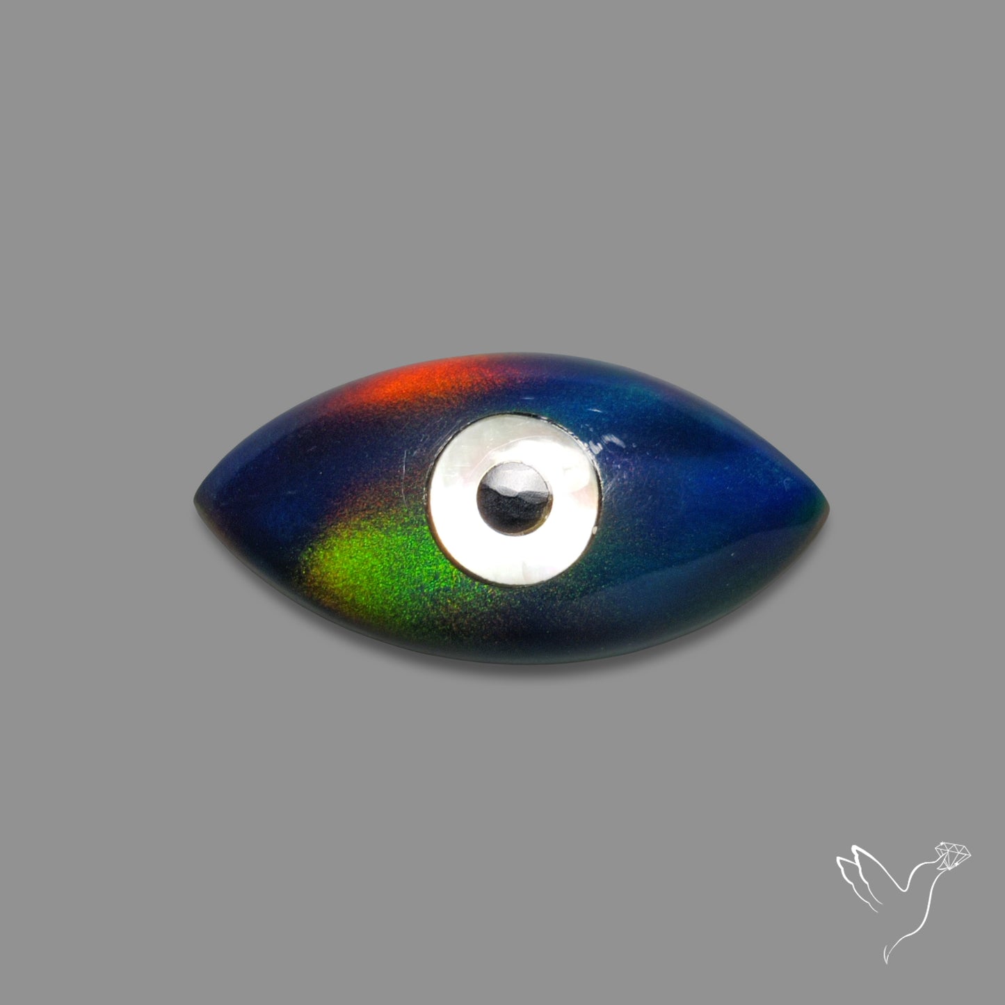 Mother Of Pearl Inlay Aurora Opal Evil Eye Doublet