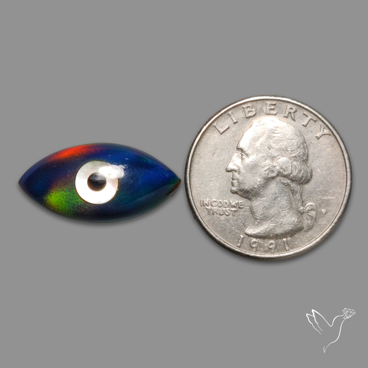 Mother Of Pearl Inlay Aurora Opal Evil Eye Doublet