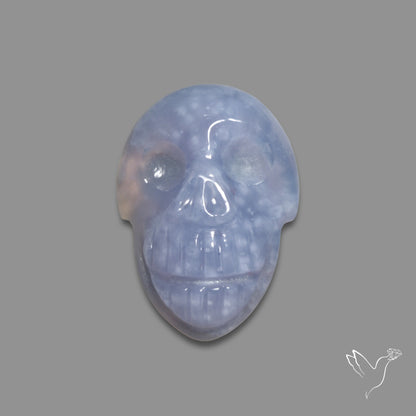Blue Lace Agate Skull Carving