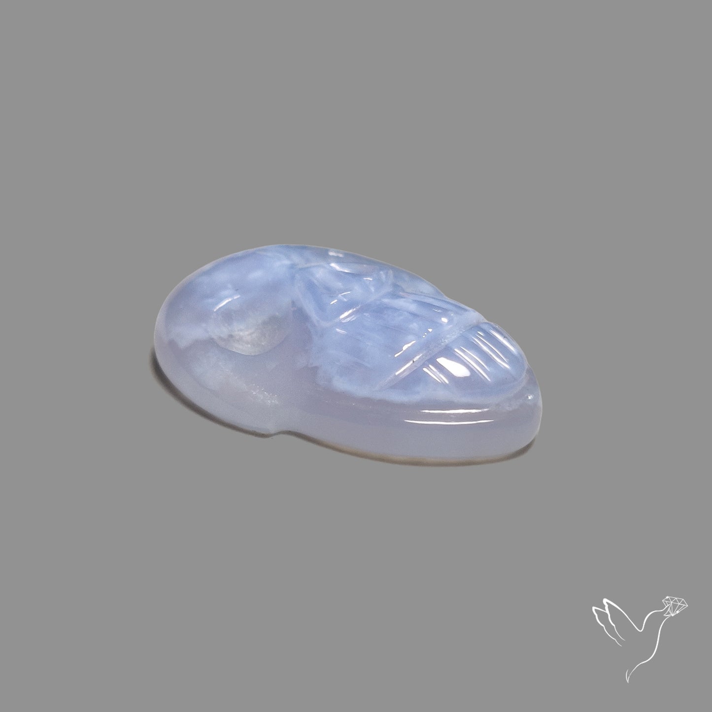 Blue Lace Agate Skull Carving