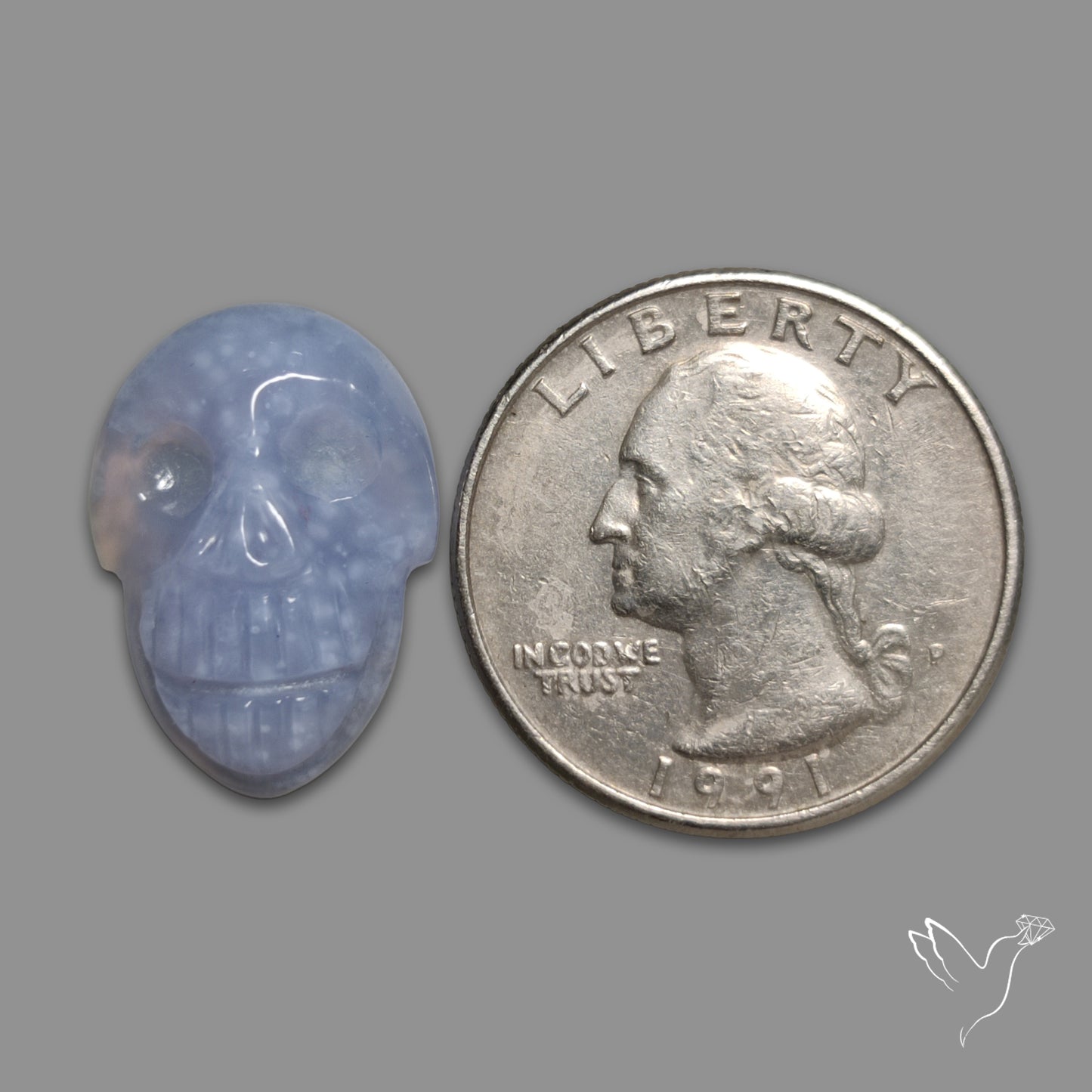 Blue Lace Agate Skull Carving