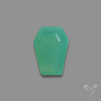 Step Cut Gemmy Chrysoprase Coffin Carving