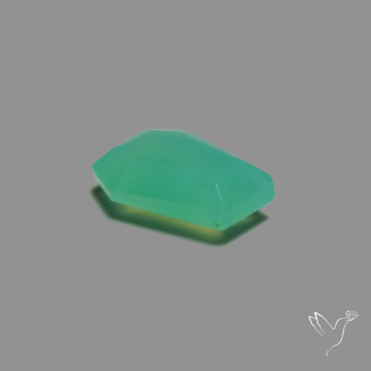 Step Cut Gemmy Chrysoprase Coffin Carving