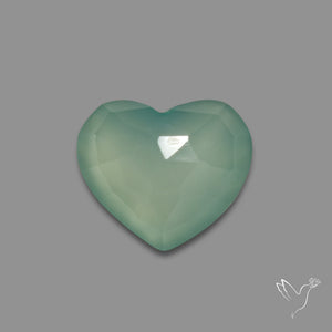 Rose Cut Aqua Chalcedony Heart