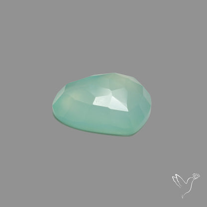 Rose Cut Aqua Chalcedony Heart