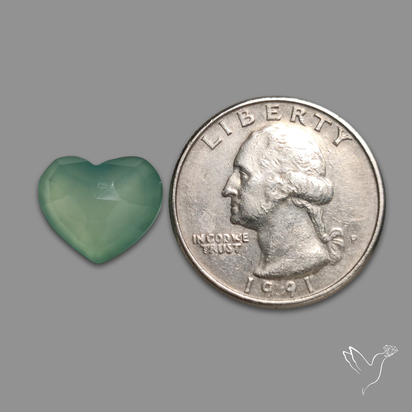Rose Cut Aqua Chalcedony Heart