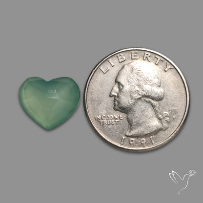 Rose Cut Aqua Chalcedony Heart