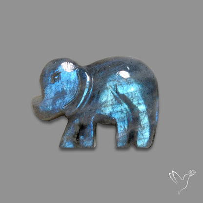 Blue Labradorite Elephant Carving (handcarved)