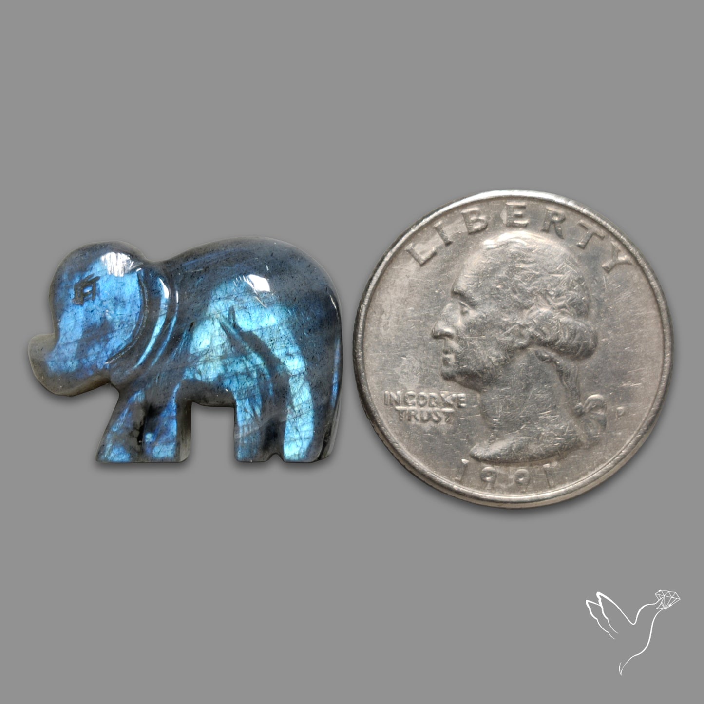 Blue Labradorite Elephant Carving (handcarved)