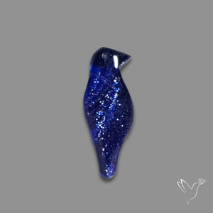 Blue Dichroic Glass Bird Carving