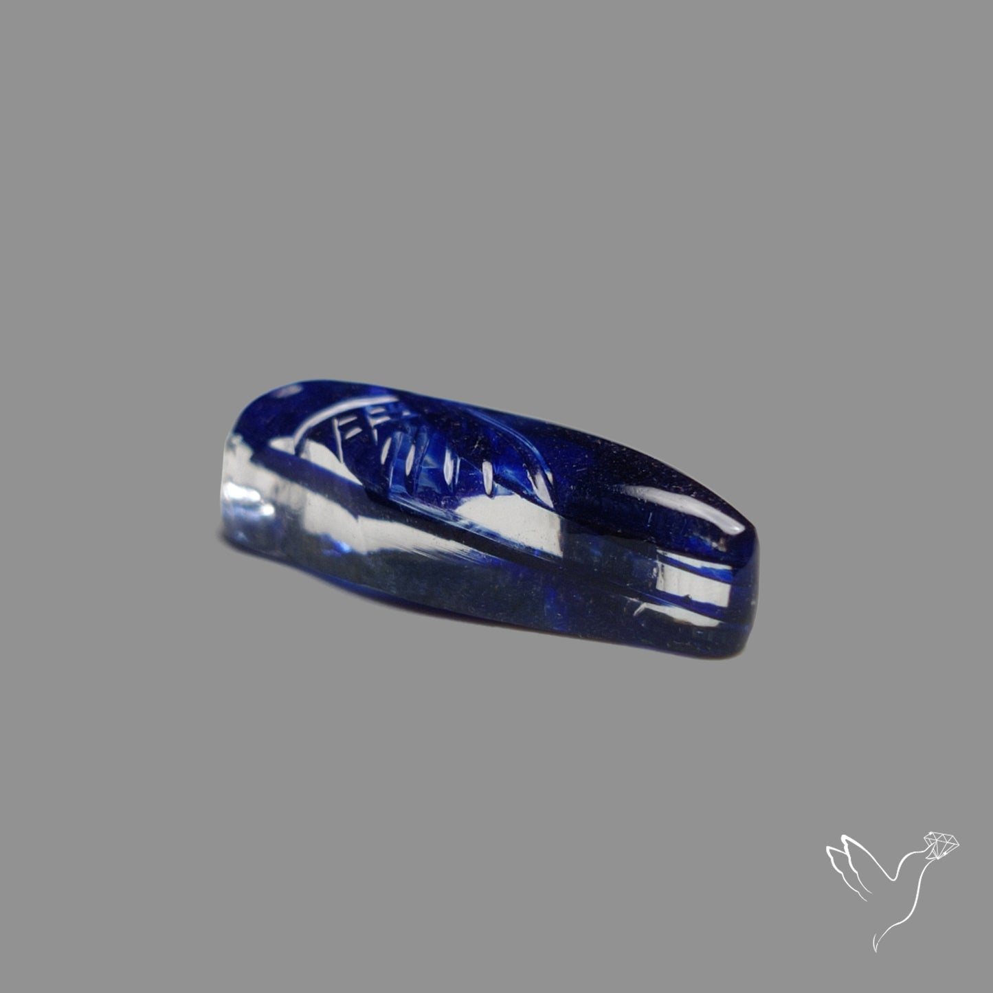 Blue Dichroic Glass Bird Carving