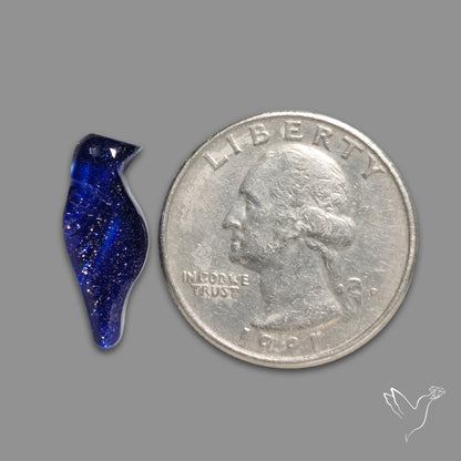 Blue Dichroic Glass Bird Carving