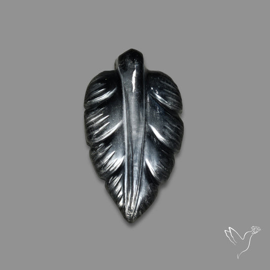 Himalayan Quartz With Hematite Leaf Carving Doublet