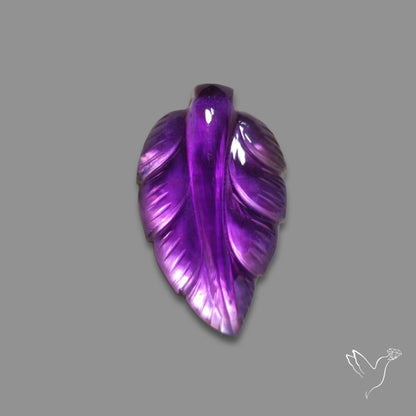 Rose Cut Amethyst With Mother Of Pearl Doublet Leaf Carving