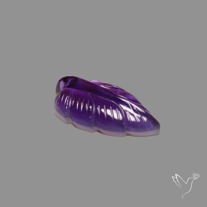 Rose Cut Amethyst With Mother Of Pearl Doublet Leaf Carving