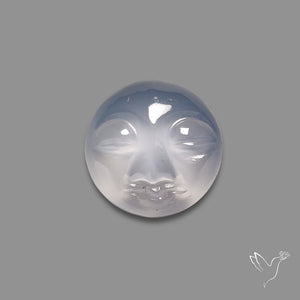 Blue Chalcedony Moonface Carving