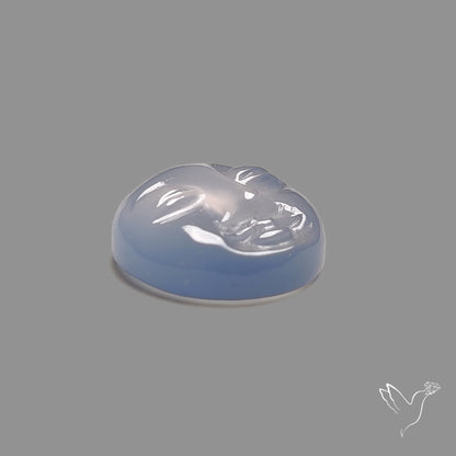 Blue Chalcedony Moonface Carving
