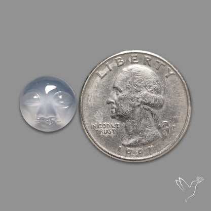 Blue Chalcedony Moonface Carving