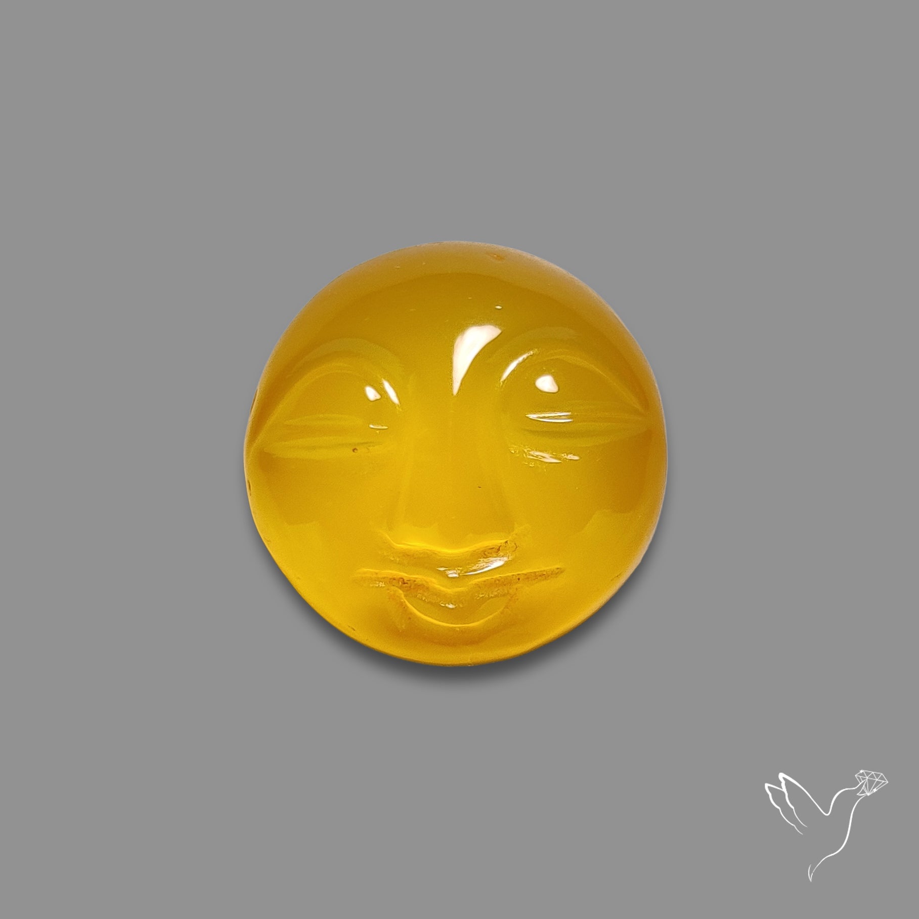 Yellow Chalcedony Moonface Carving