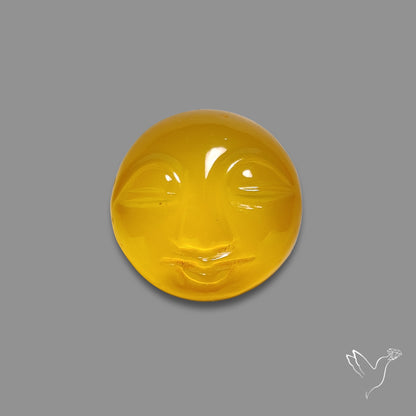 Yellow Chalcedony Moonface Carving