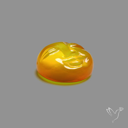 Yellow Chalcedony Moonface Carving