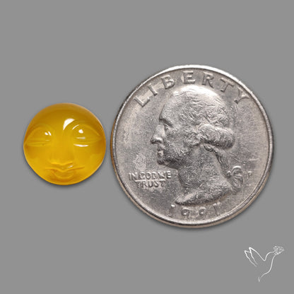 Yellow Chalcedony Moonface Carving