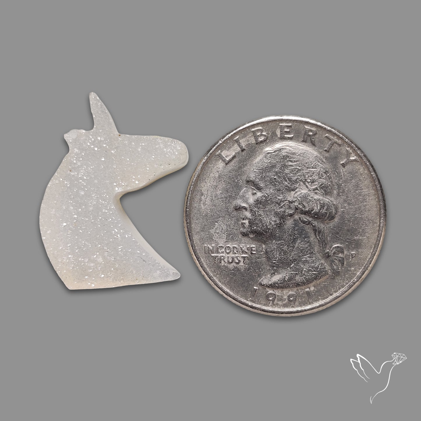 Pearlshine Druzy Unicorn Carving (Handcarved)