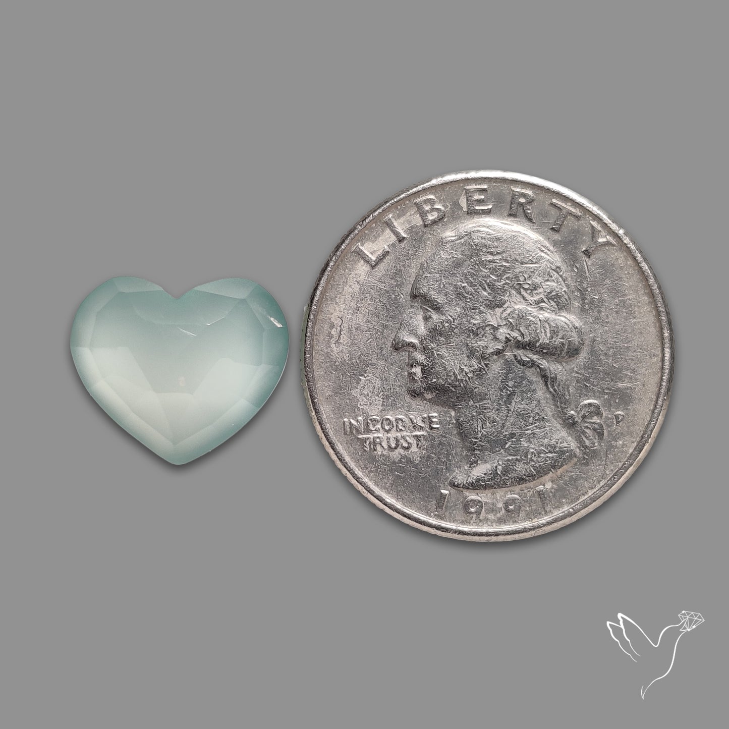 Rose Cut Aquamarine Heart