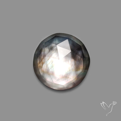 Rose Cut Himalayan Quartz With Black Mother Of Pearl Doublet
