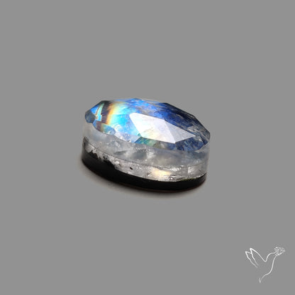 Rainbow Moonstone and Himalayan Quartz Doublet Rose Cut