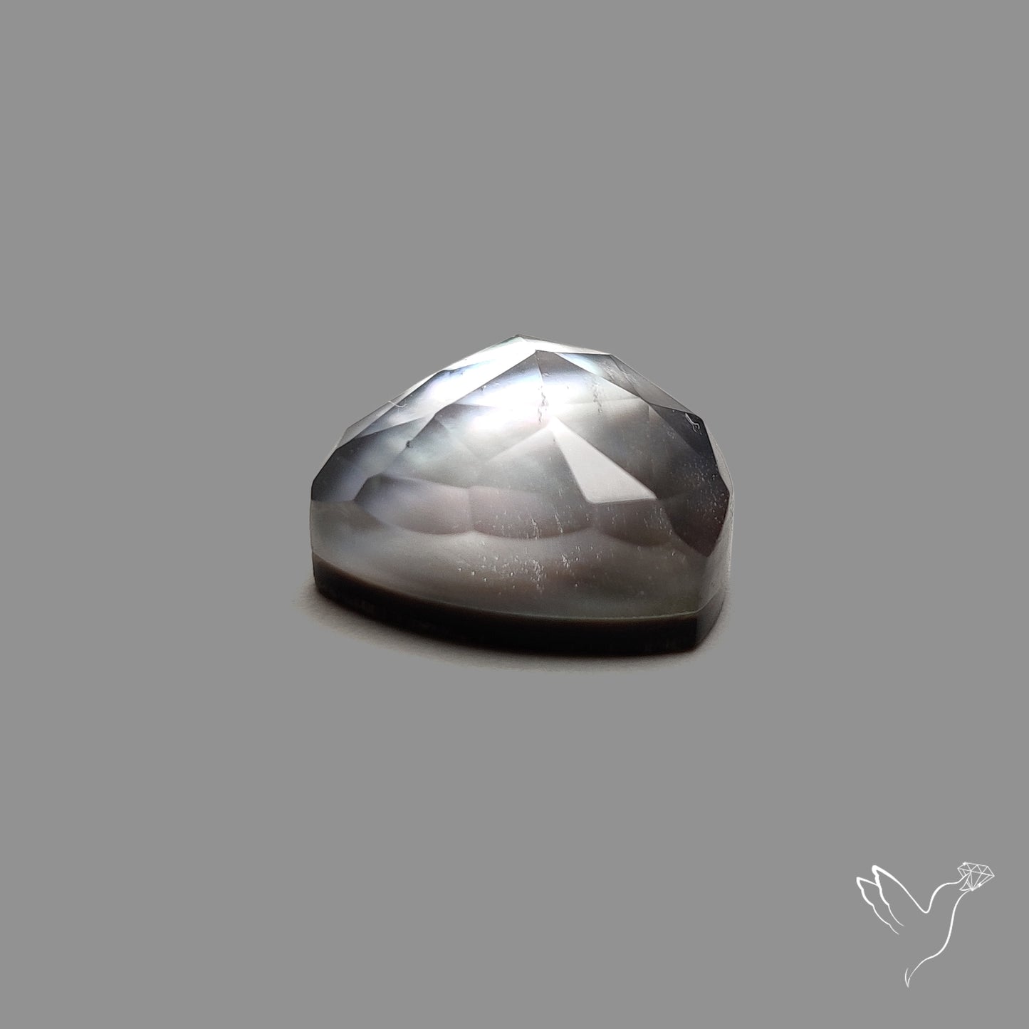 Rose Cut Himalayan Quartz With Black Mother Of Pearl Doublet