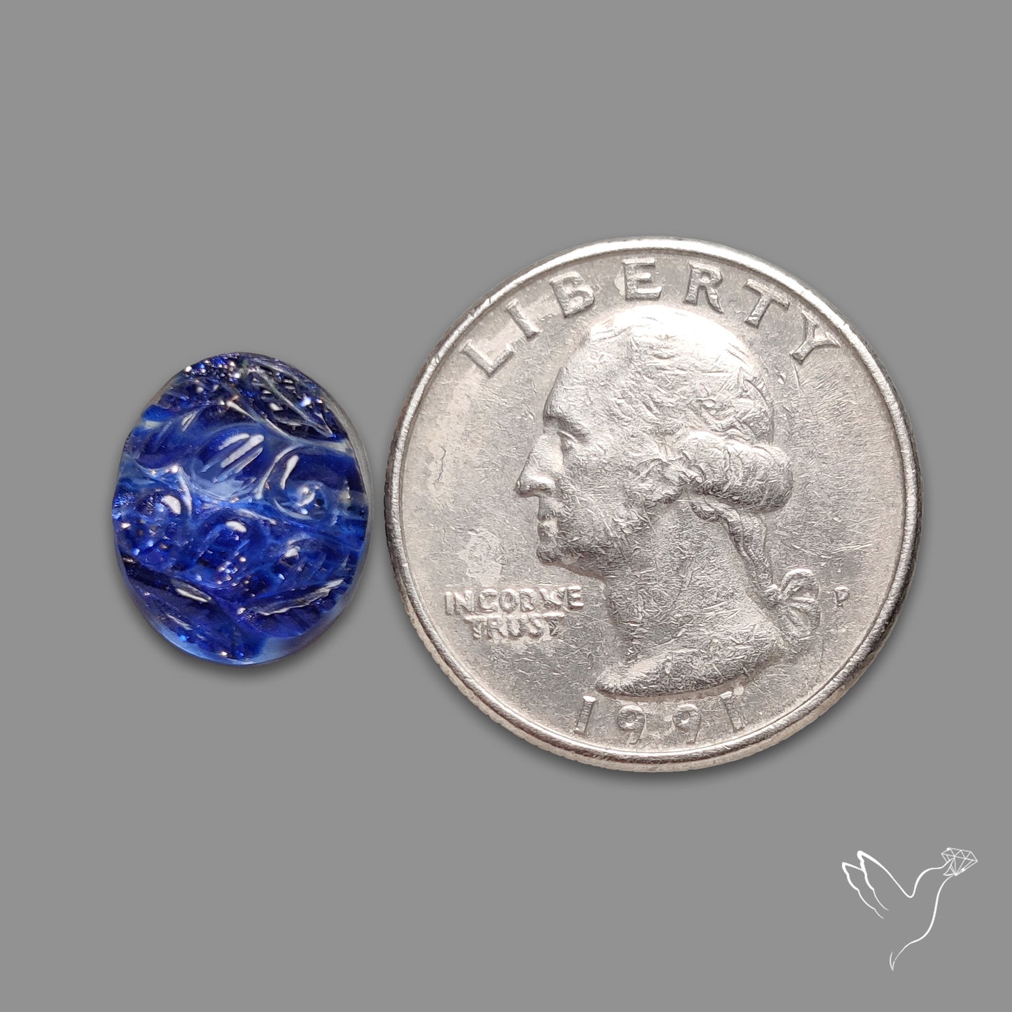 Blue Goldstone Mughal Carving