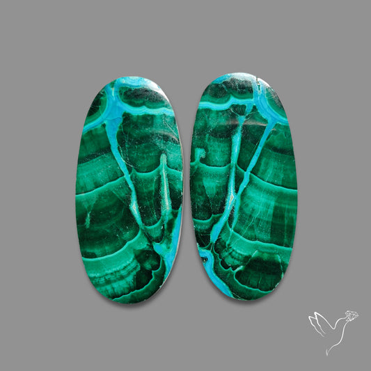 Chrysocolla In Malachite Pair