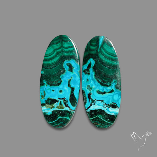 Chrysocolla In Malachite Pair