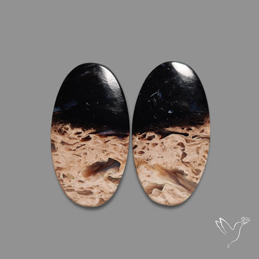 Indonesian Palmroot Agate Pair