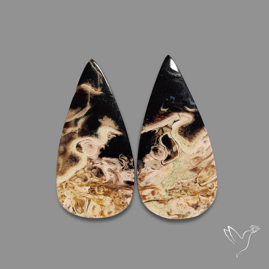 Indonesian Palmroot Agate Pair