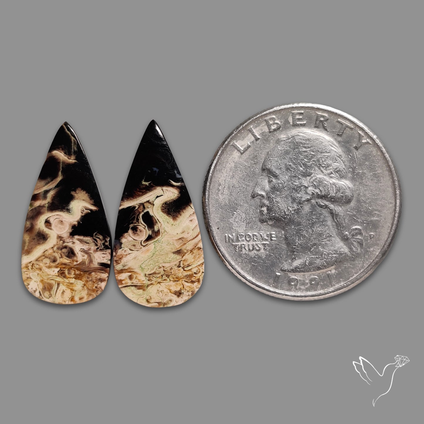 Indonesian Palmroot Agate Pair
