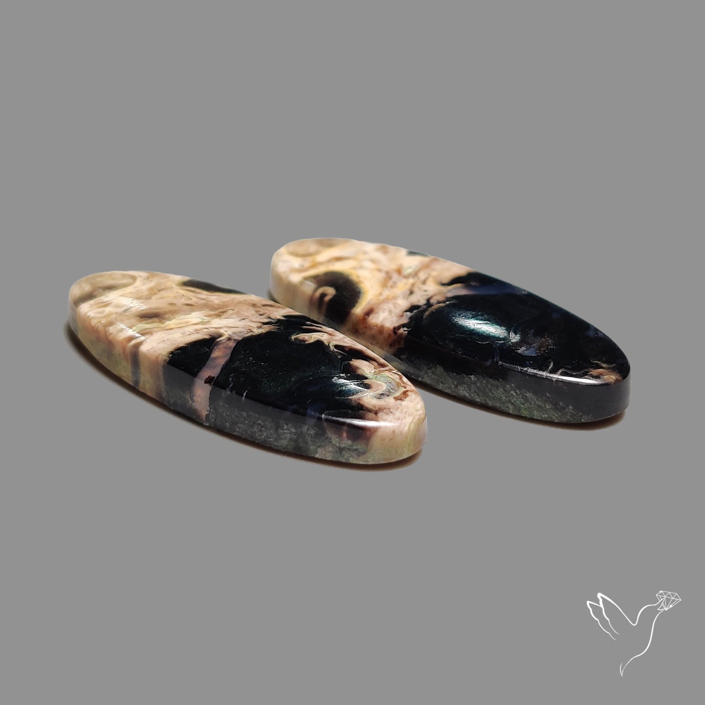 Indonesian Palmroot Agate Pair