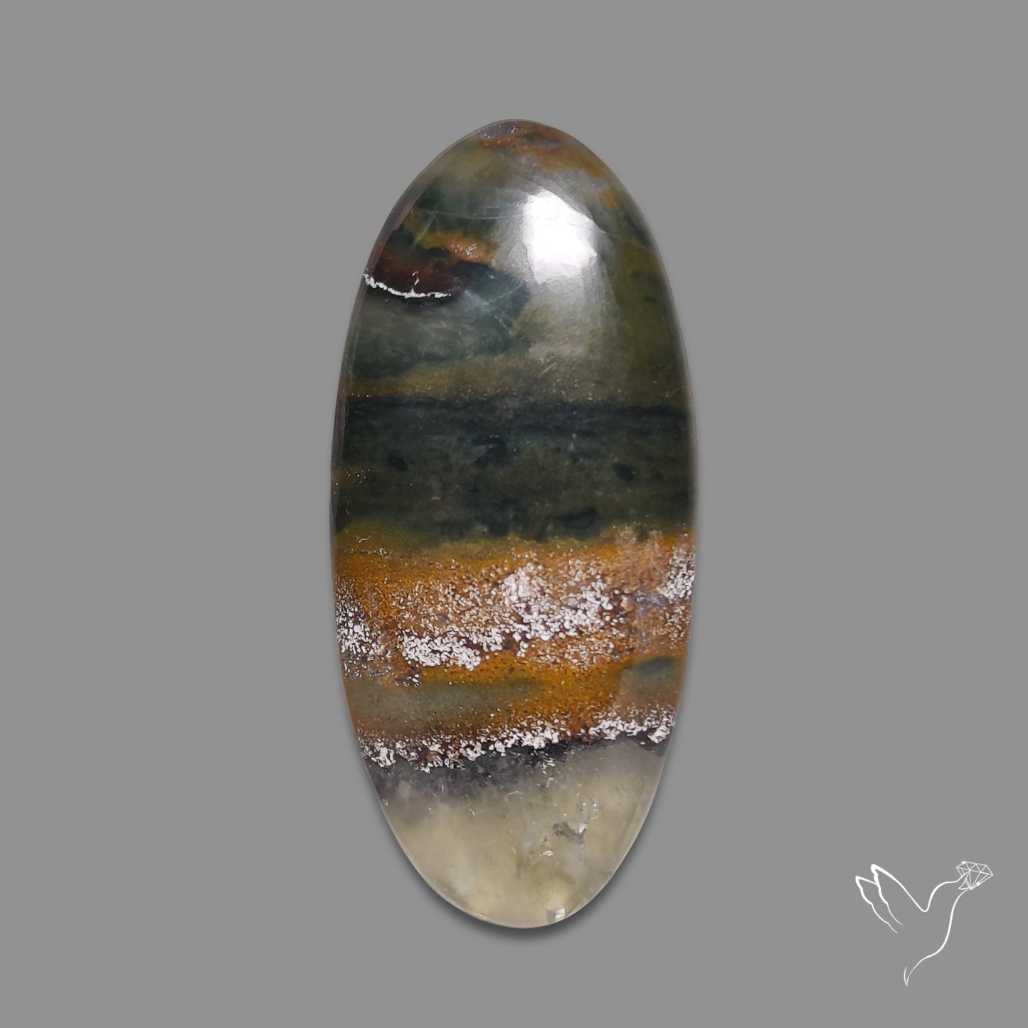 Quartz with Fluorite and Cuprite Cabochon