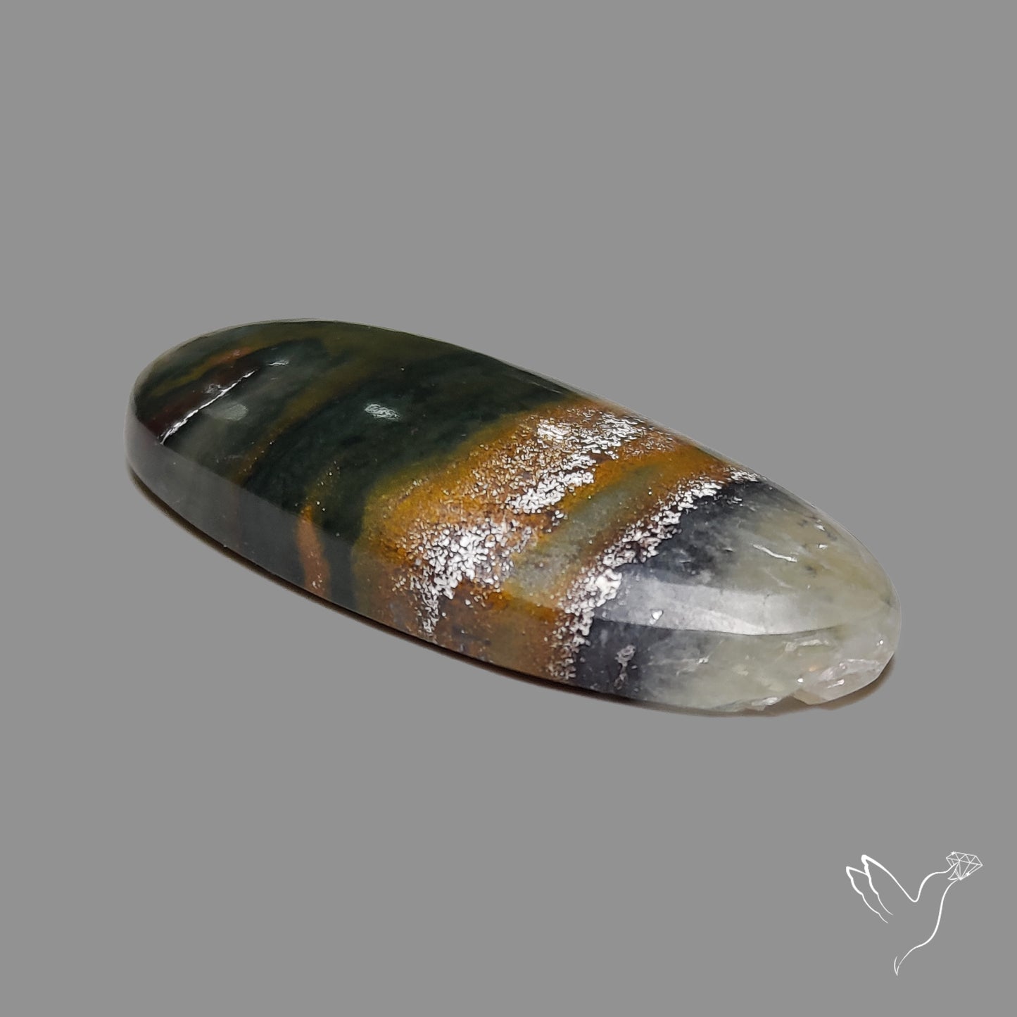 Quartz with Fluorite and Cuprite Cabochon