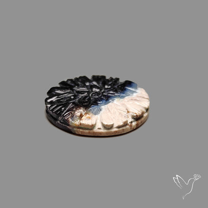 Indonesian Palmroot Agate Flower Carving
