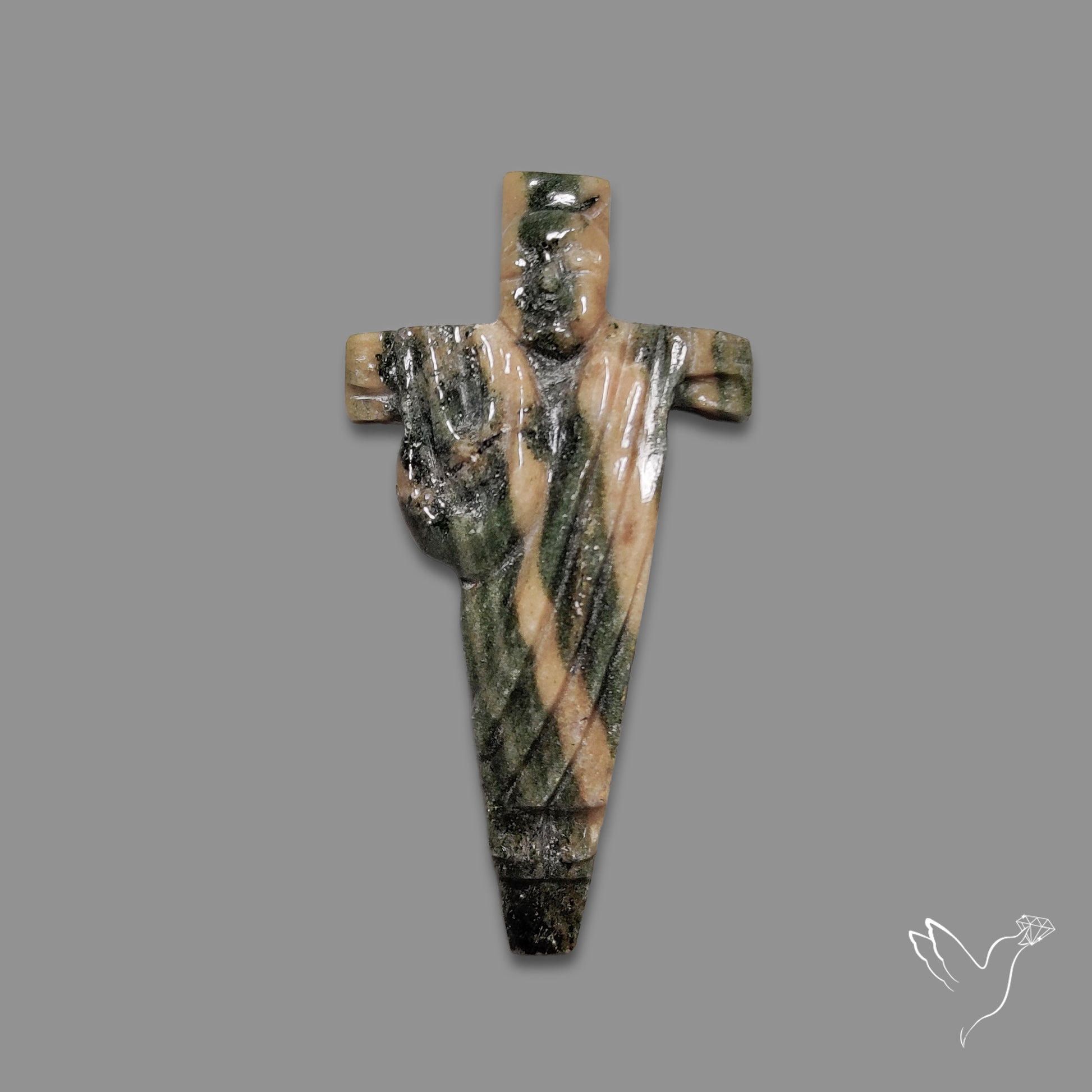 Ocean Jasper Cross Carving