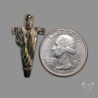 Ocean Jasper Cross Carving