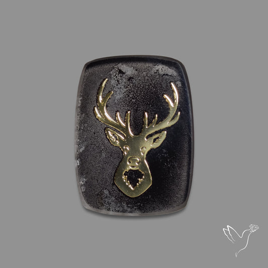Gilded Reindeer inlay in Black Onyx